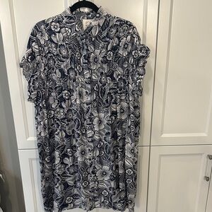 Navy and White Floral Women's Dress